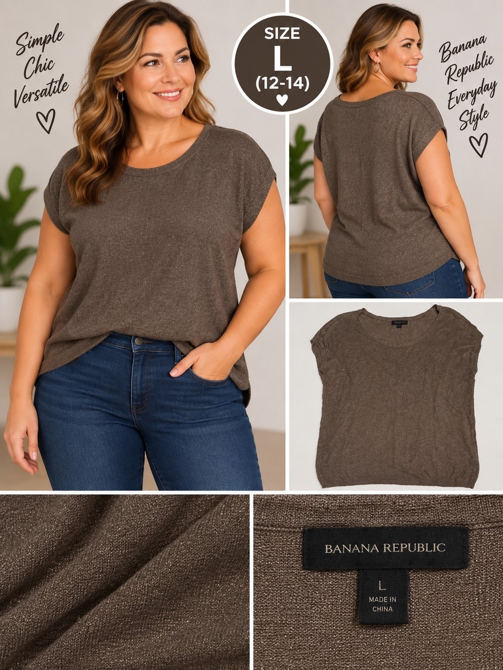 Banana republic Women's large brown sweater blouse #31